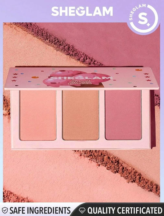 SHEGLAM Sweet Cheeks Blush Trio-Enamored 3-Clolor Powder Blush Palette